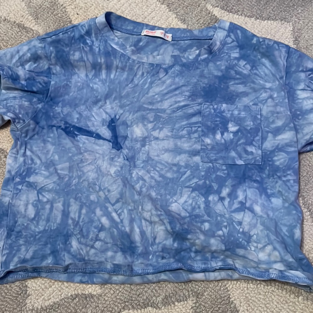 Blue Cropped Tie Dye Shirt